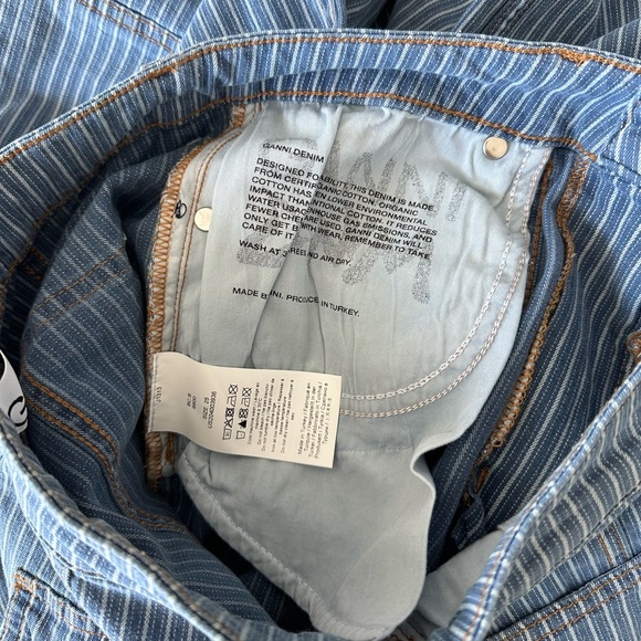 GANNI Light Stripe Denim Cargo Pants - Picture 5 of 10